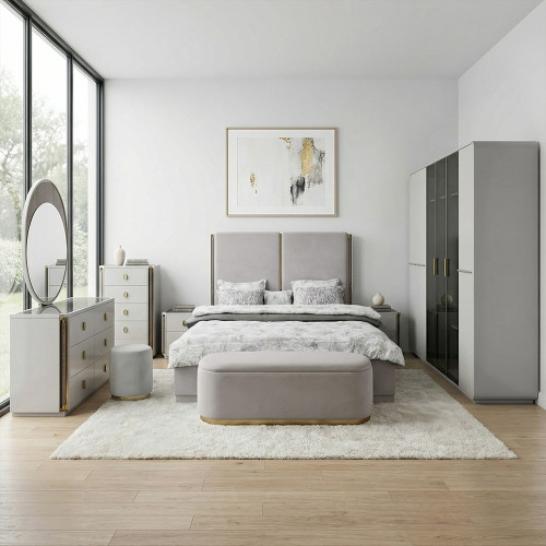 غرفة نوم متكاملة مودرن رمادي 