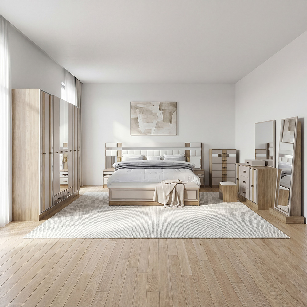 غرفة نوم متكاملة نيوكلاسيك خشبي 