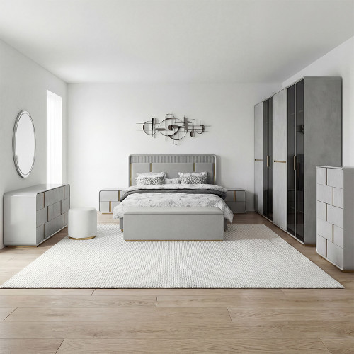 غرفة نوم متكاملة مودرن رمادي 