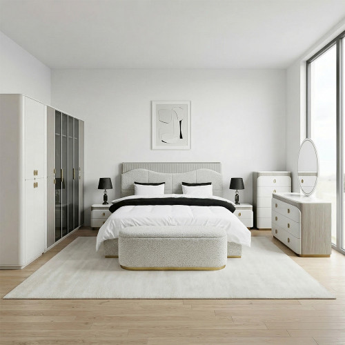 غرفة نوم متكاملة نيوكلاسيك بيج وذهبي