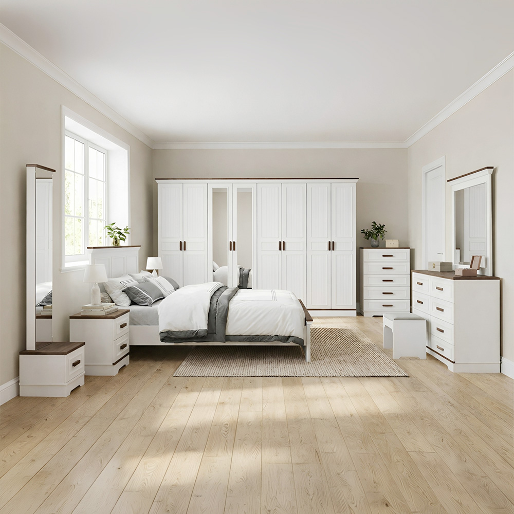 غرفة نوم متكاملة مودرن أبيض 