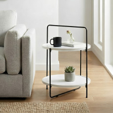 طاولة جانبية دائرية طابقين مودرن