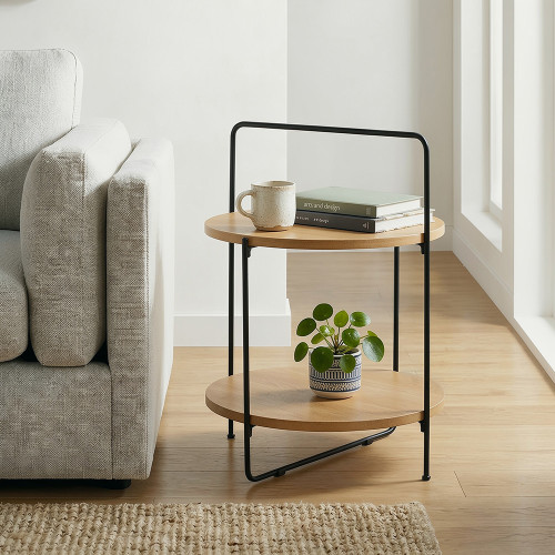 طاولة جانبية دائرية طابقين مودرن