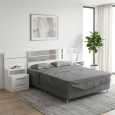 ظهر سرير مع طاولات جانبية مدمجة وأدراج تخزين ظهر سرير مع طاولات جانبية مدمجة وأدراج تخزين