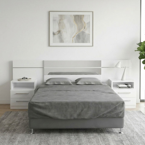 ظهر سرير  مع طاولات جانبية مدمجة وأدراج تخزين