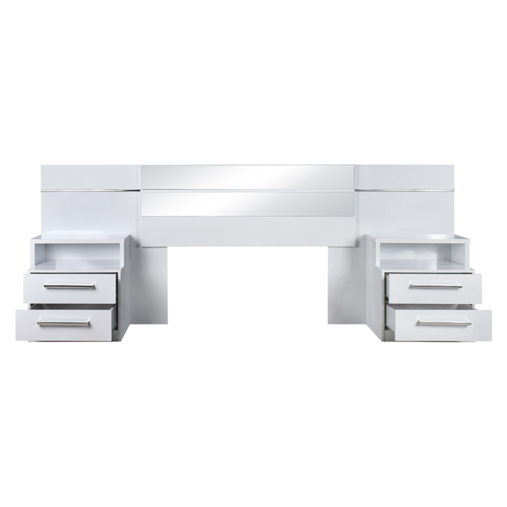 ظهر سرير مع طاولات جانبية مدمجة وأدراج تخزين ظهر سرير مع طاولات جانبية مدمجة وأدراج تخزين