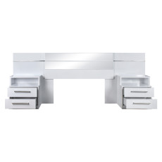 ظهر سرير مع طاولات جانبية مدمجة وأدراج تخزين ظهر سرير مع طاولات جانبية مدمجة وأدراج تخزين