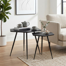 طقم طاولات خدمة أسود 2 قطعة