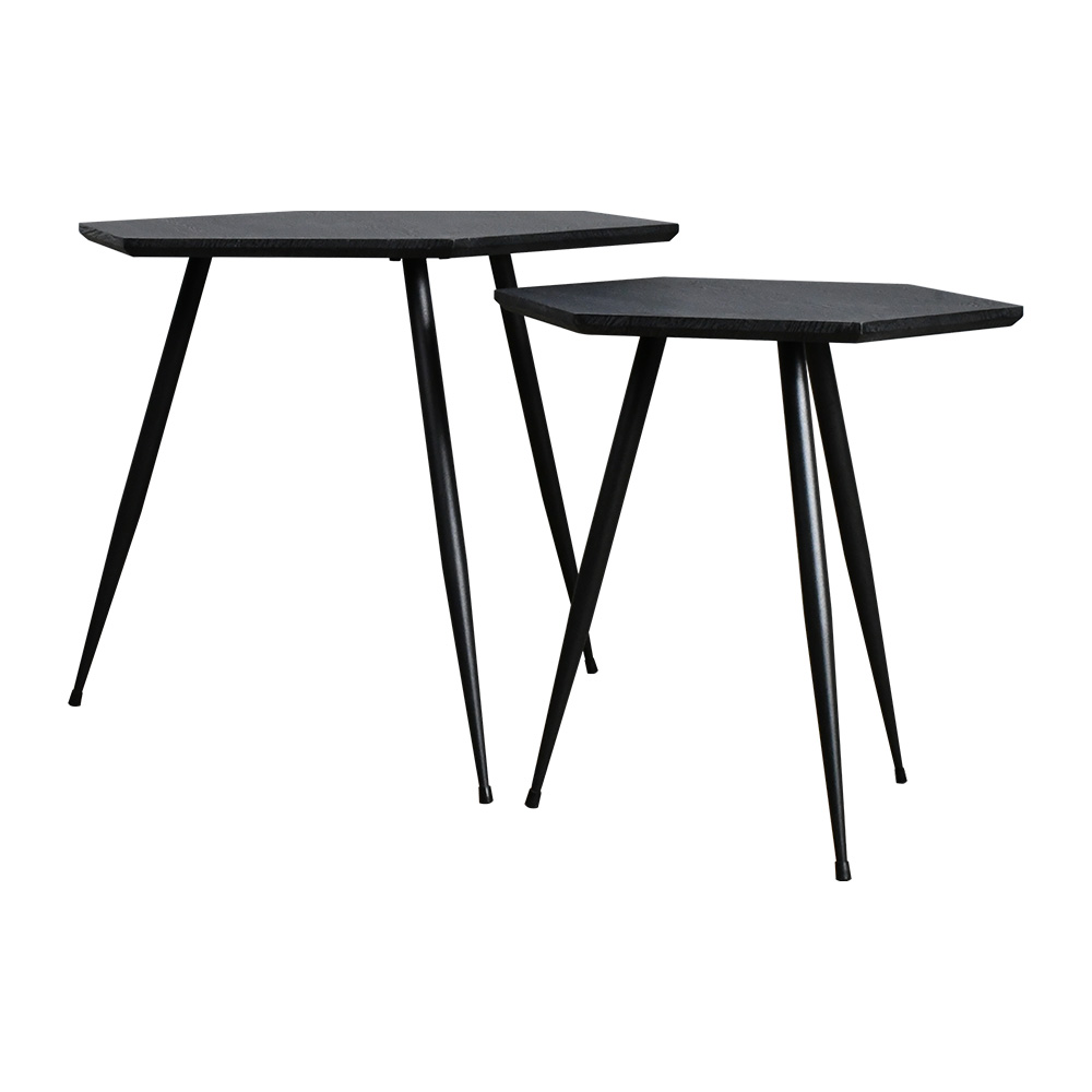 طقم طاولات خدمة أسود 2 قطعة