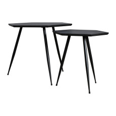 طقم طاولات خدمة أسود 2 قطعة