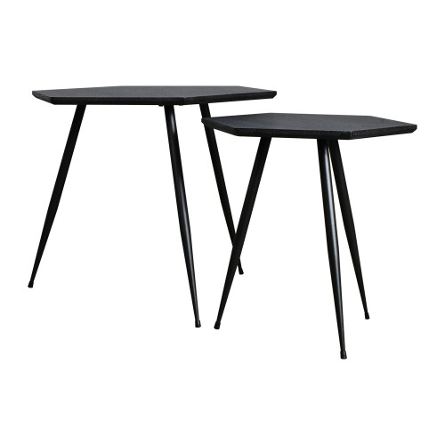 طقم طاولات خدمة أسود 2 قطعة
