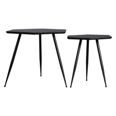 طقم طاولات خدمة أسود 2 قطعة