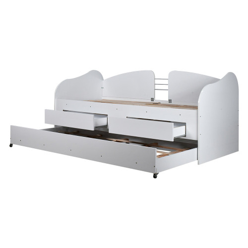 كنبة سرير أبيضة مع سرير سحب وأدراج تخزين مودرن 