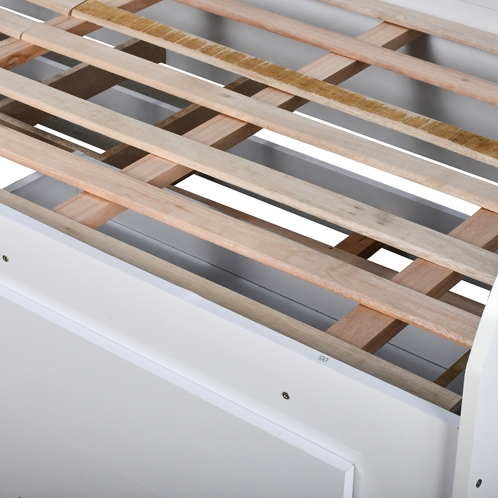 كنبة سرير أبيضة مع سرير سحب وأدراج تخزين مودرن 