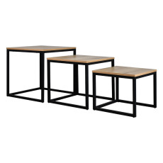 طقم طاولات شاي 3 قطع بتصميم خشبي مودرن 