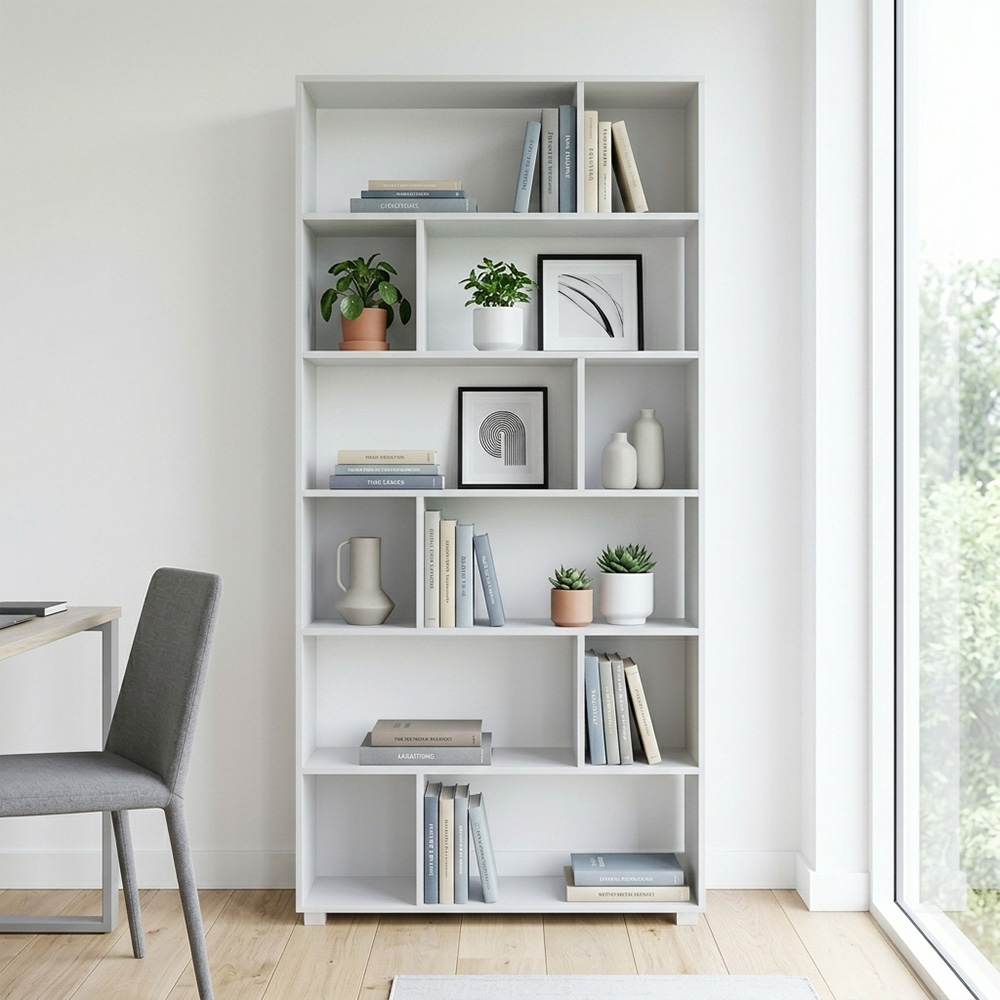 مكتبة مودرن أرفف متداخلة أبيض