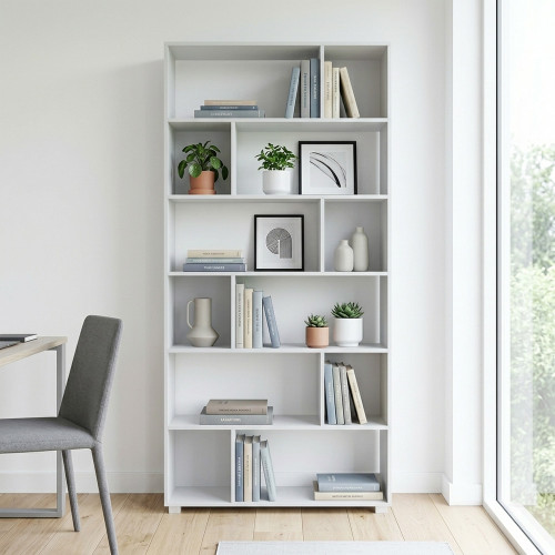 مكتبة مودرن أرفف متداخلة أبيض