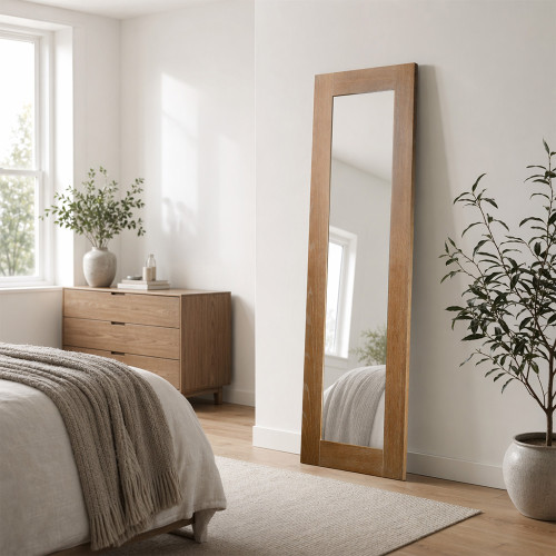 مرآة طولية مودرن بإطار خشبي 
