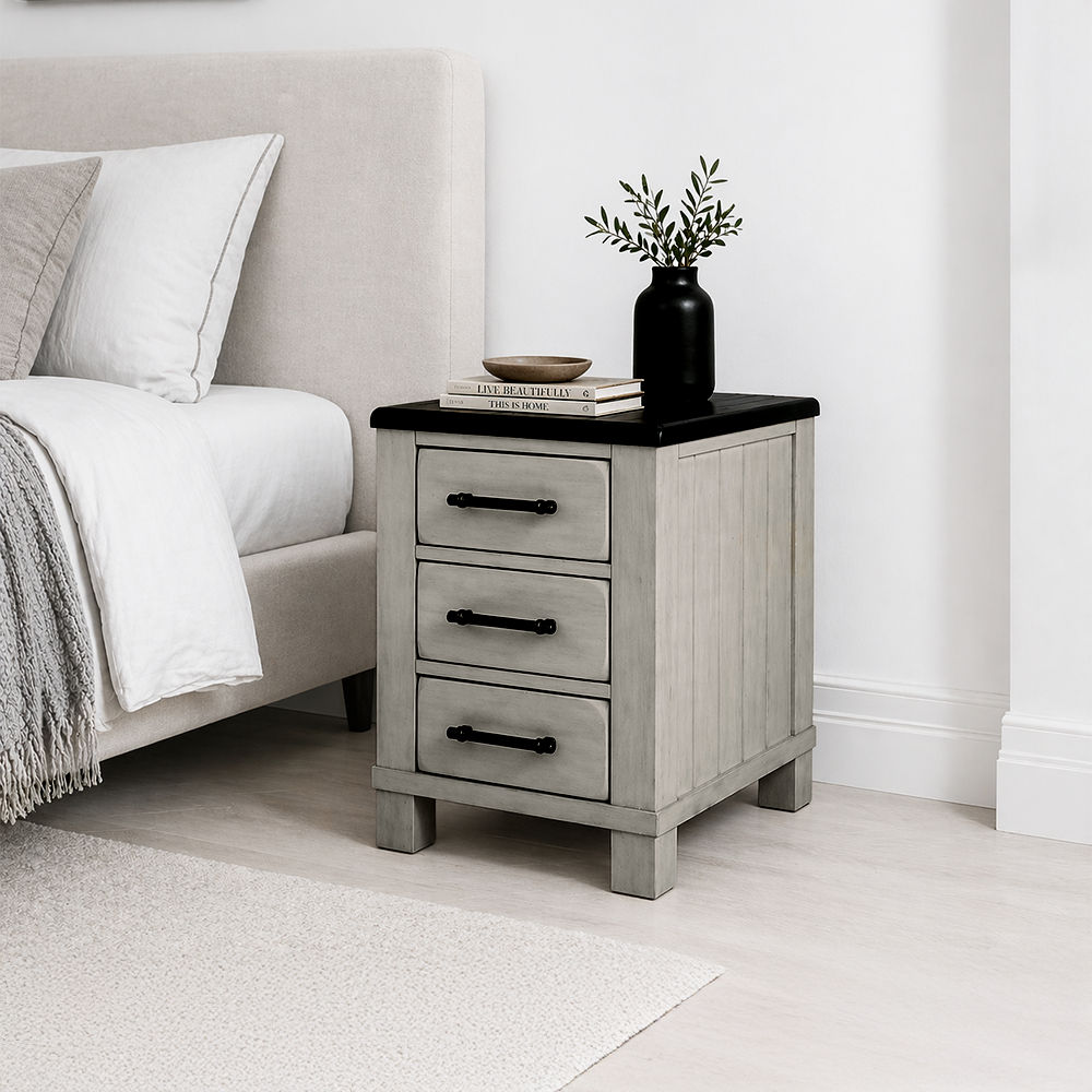 طاولة سرير جانبية 3 أدراج 