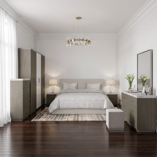 غرفة نوم مودرن كاملة 7 قطع خشب فاخر رمادي × خشبي غرفة نوم مودرن كاملة 7 قطع خشب فاخر رمادي × خشبي