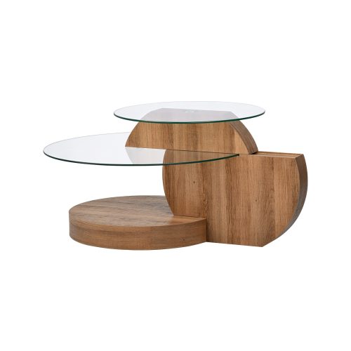طاولة قهوة مودرن دورين بزجاج شفاف