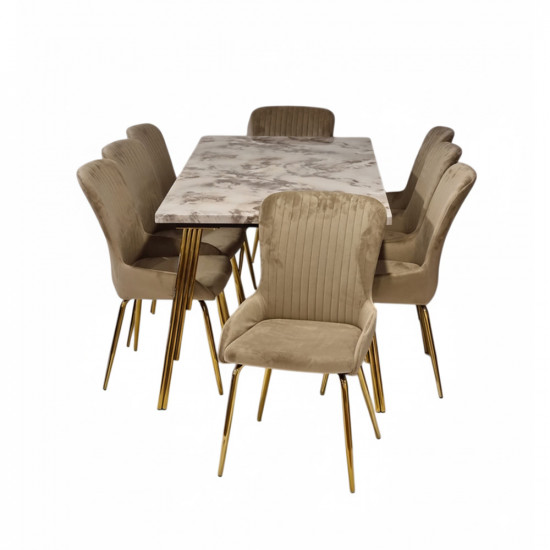 طقم طاولات طعام 8 كراسي سطح رخامي