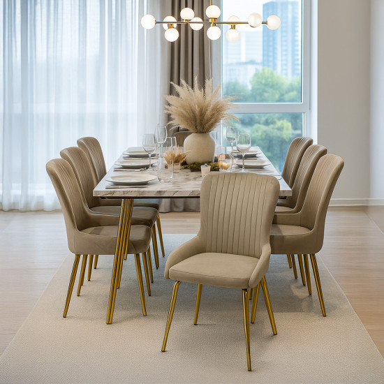 طقم طاولات طعام 8 كراسي سطح رخامي