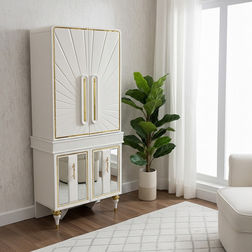 دولاب مودرن متعدد الاستخدام ابيض × ذهبي