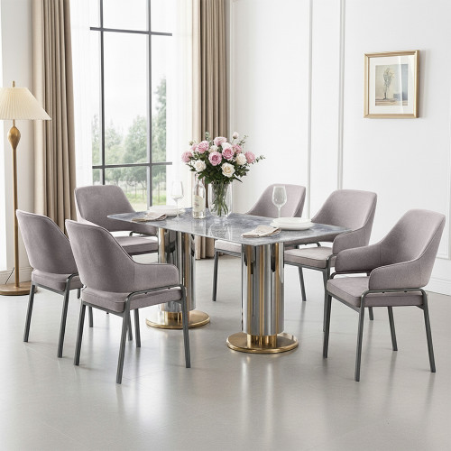 طقم طاولات طعام 6 كراسي سطح رخامي