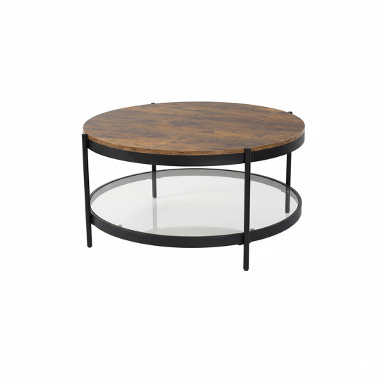 طاولة قهوة تصميم عصري 2 دور خشب وزجاج