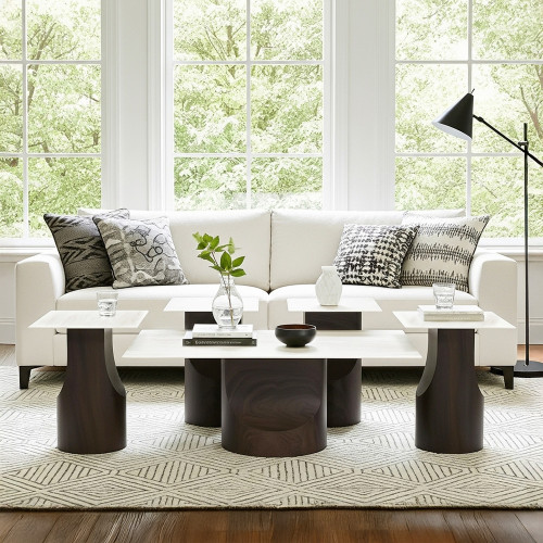 طقم طاولات قهوة 5 قطع معدني مع سطح سيراميك