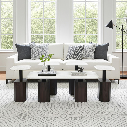 طقم طاولات قهوة 5 قطع معدني مع سطح سيراميك