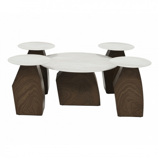 طقم طاولات قهوة 5 قطع معدني مع سطح سيراميك طقم طاولات قهوة 5 قطع معدني مع سطح سيراميك