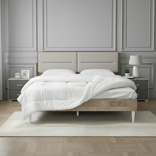 سرير جلد مزدوج تصميم فندقي مع 2 كومودينو