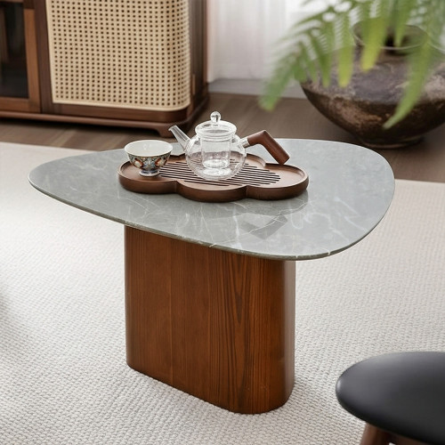 طاولة قهوة مودرن خشب سطح رخامي