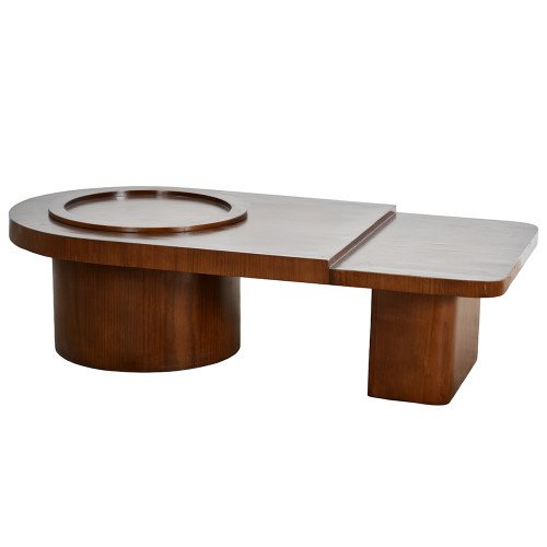 طاولة قهوة خشبية بتصميم عصري بني