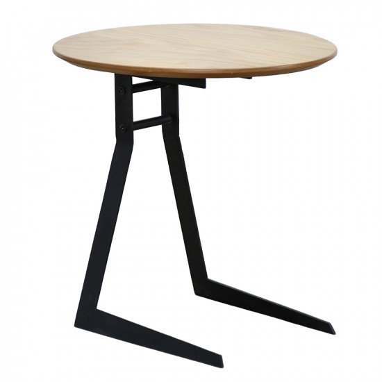 طاولة قهوة جانبية خشب بأرجل معدنية