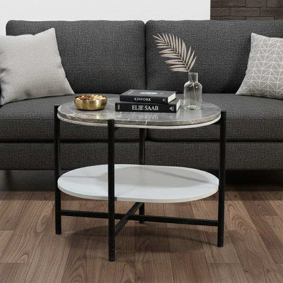 طاولة قهوة مودرن 2 دور سطح رخامي