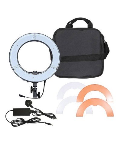 رينق لايت حجم وسط 14 انش مع حامل للجوال والكاميرا اضاءة ( ابيض واصفر ) بدون استاند