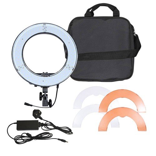 رينق لايت حجم وسط 14 انش مع حامل للجوال والكاميرا اضاءة ( ابيض واصفر ) بدون استاند