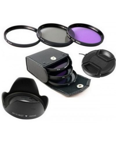 طقم فلاتر UV CPL FLD مع هود وغطا للعدسة مقاس 52mm