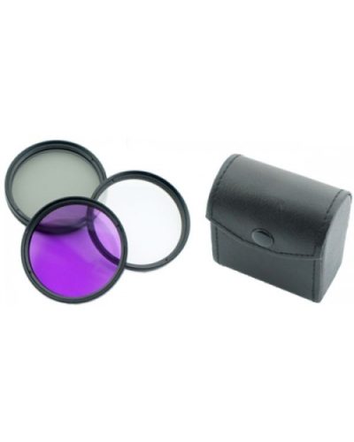 طقم فلاتر UV CPL FLD مع هود وغطا للعدسة مقاس 52mm