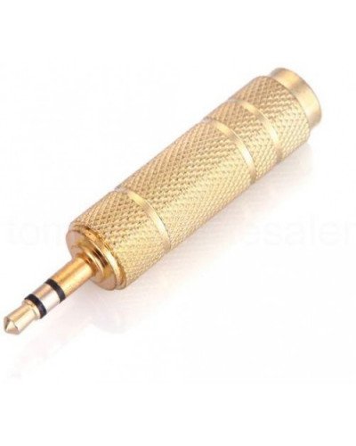 Gold 6.5mm to 3.5mm F/M Microphone Headphone Audio Jack Adapter Convertor Plug