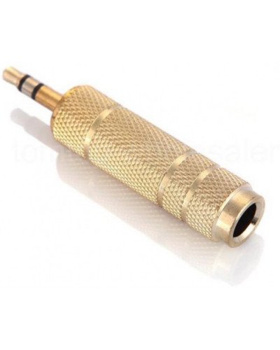 Gold 6.5mm to 3.5mm F/M Microphone Headphone Audio Jack Adapter Convertor Plug