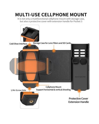 Phone Holder Mount Expansion Adapter Protective Cover for Osmo Pocket 3