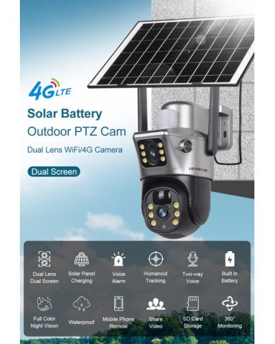 SOLAR CAMERA V380 LS-CS3-4G-EU 2K 4G Dual Lens PTZ 8W Solar Camera Outdoor