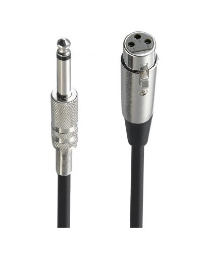cable 1/4''Jack 6.5mm Male to XLR Female Microphone Mono Cable Foil+Braided Shielded 3M