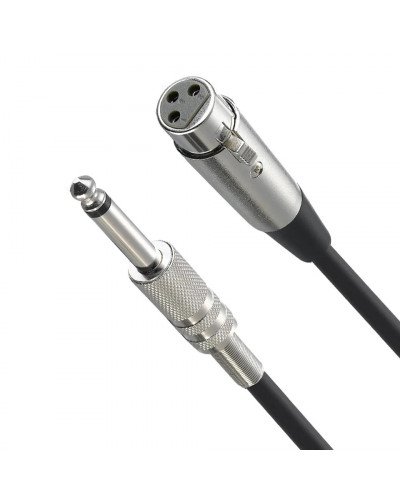 cable 1/4''Jack 6.5mm Male to XLR Female Microphone Mono Cable Foil+Braided Shielded 3M