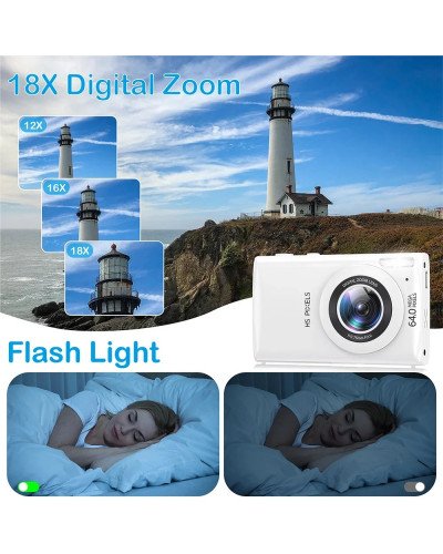 Digital Camera MP3 Player Auto Focus 2.8inch Screen Compact US - white Digital Camera MP3 Player Auto Focus 2.8inch Screen Compact US - white