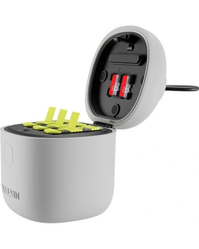 TELESIN Allin Box Battery Charger 1750mAh for GoPro Hero 12 11 10 9 Black 3 Ways Fast Charging Storage Batteries Accessories Kit